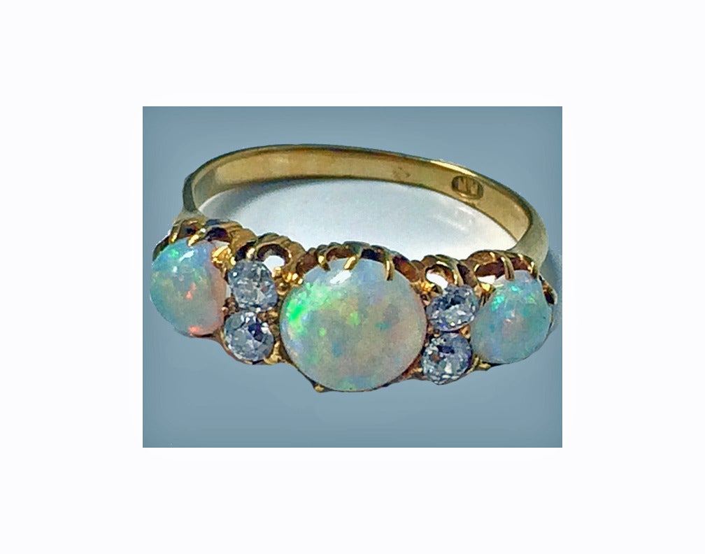 Antique English  Opal and Diamond Ring 1