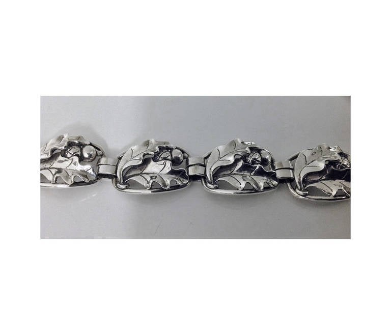 Georg Jensen Usa Sterling Acorn Oak Leaf Bracelet At 1stdibs Georg Jensen Sterling Acorn Oak Leaf Bracelet C 1948 The Hand Wrought Open