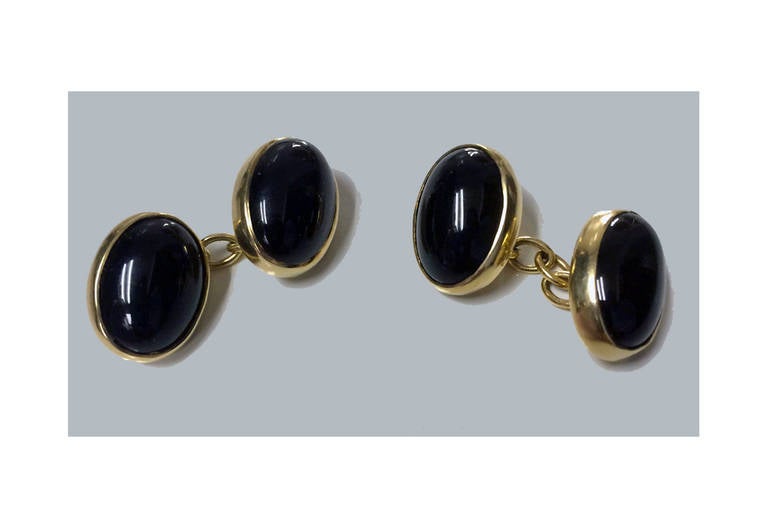 Cabochon Garnet Gold Cufflinks