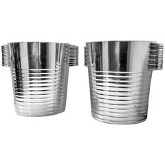 Christofle Art Deco Pair of Wine Coolers Luc Lanel