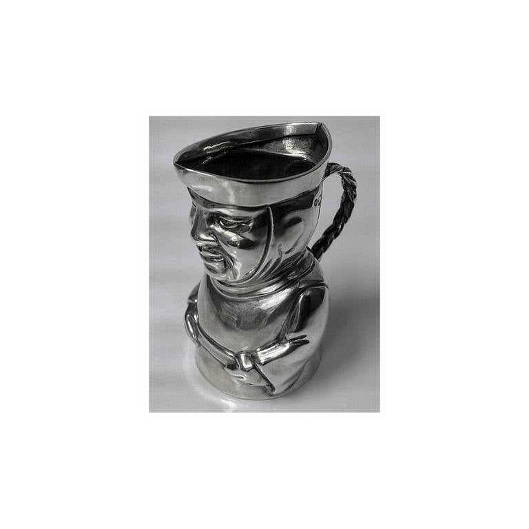 Thos. Smiley Rare English Sterling Silver Toby Cream Jug, London, 1882 In Excellent Condition In Toronto, ON