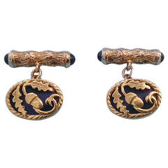 Enamel Gold Acorn Cufflinks