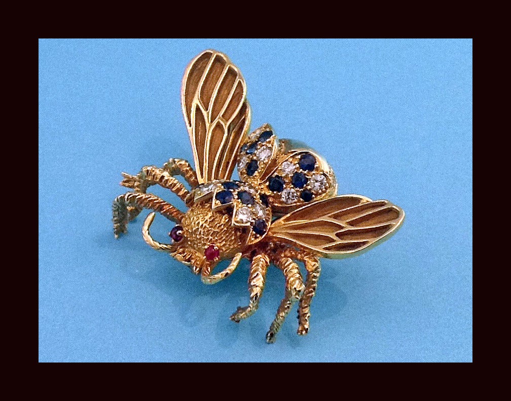 Van Cleef & Arpels Sapphire Diamond gold Bug Brooch