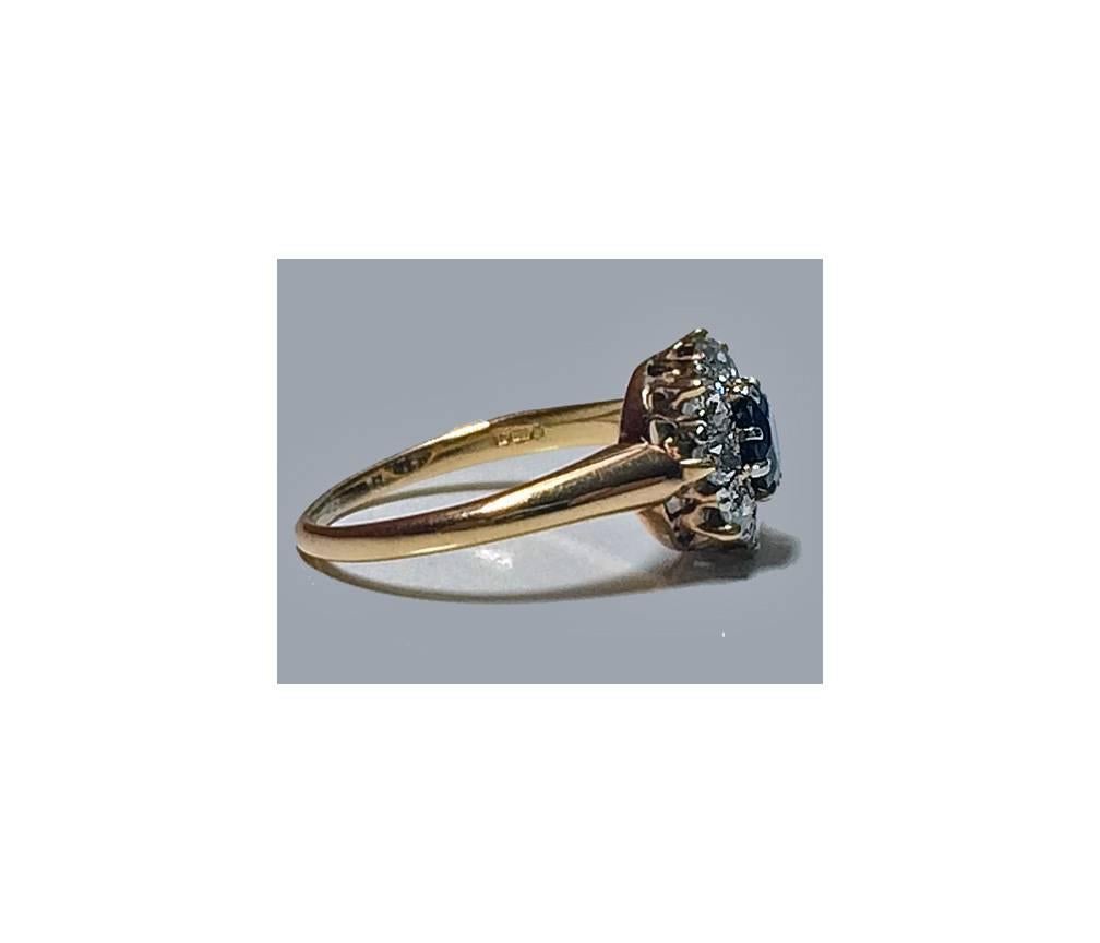 Women's Antique English Sapphire Diamond Gold Ring