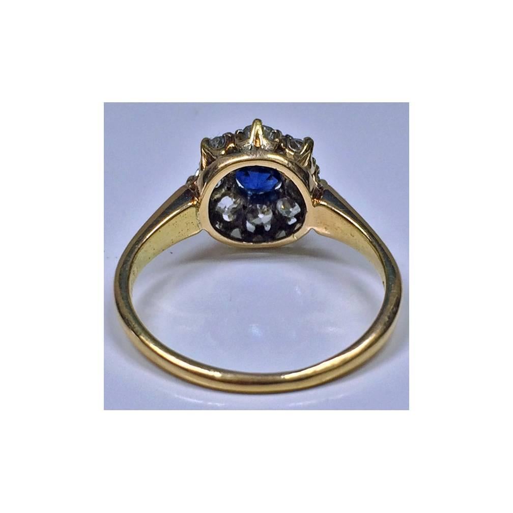 Antique English Sapphire Diamond Gold Ring 1