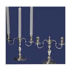 English Silver Queen Anne style Candelabra London 1956, Harrods