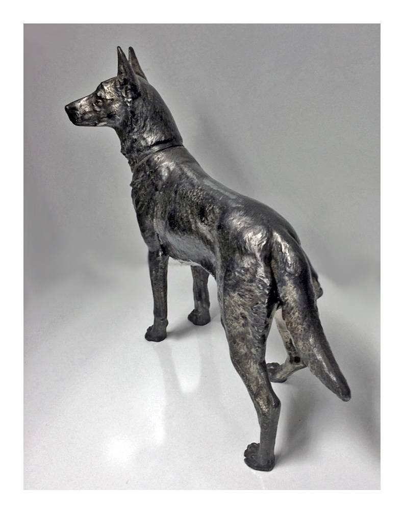1900 WMF Silver Plate Alsatian German Shepherd Dog In Good Condition In Toronto, ON
