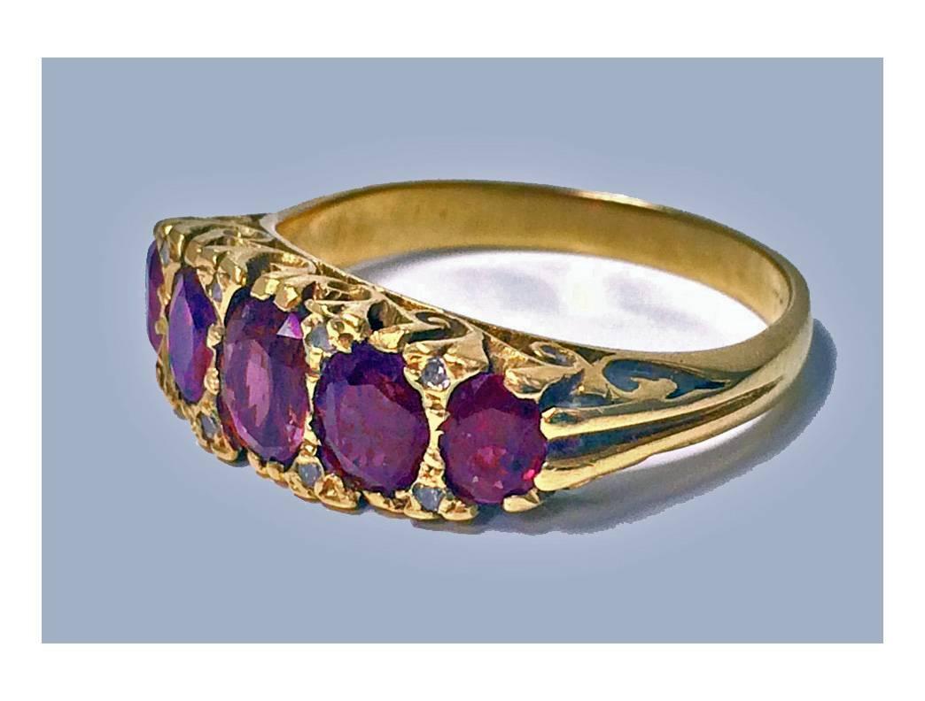 Antique Ruby Diamond Gold Ring In Good Condition In Toronto, ON