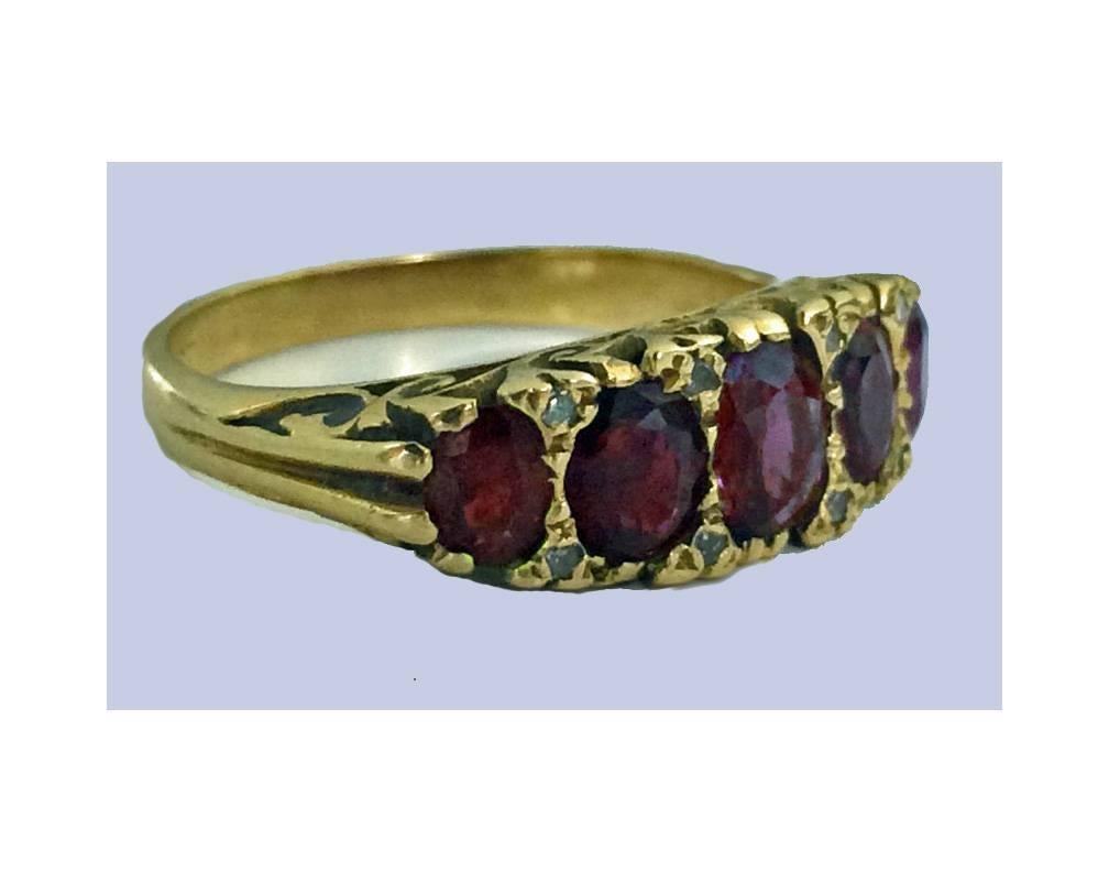Women's Antique Ruby Diamond Gold Ring