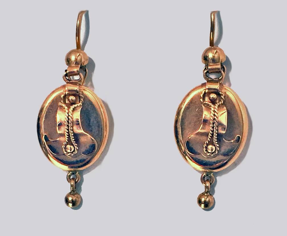 1960s Russian Rose Gold Drop Earrings In Good Condition In Toronto, ON