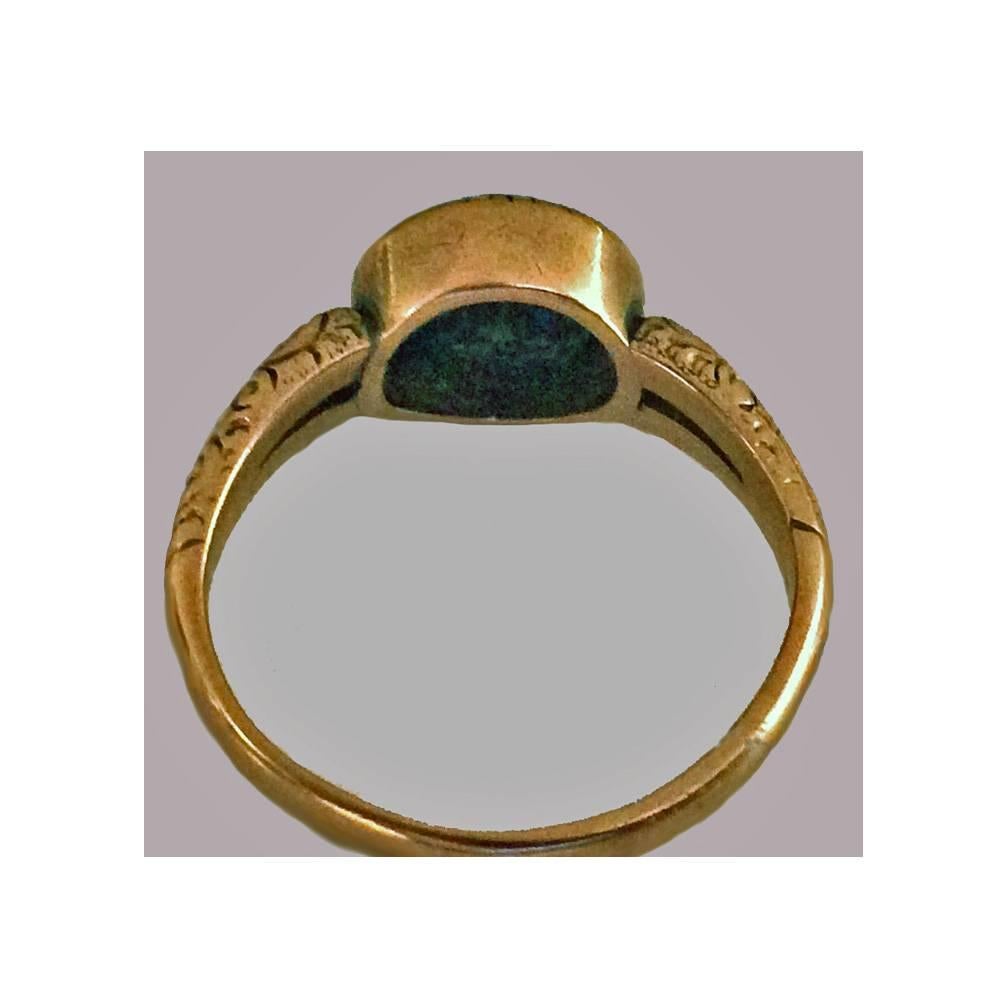 1906 Birmingham Arts and Crafts Turquoise Gold Ring . In Good Condition In Toronto, ON