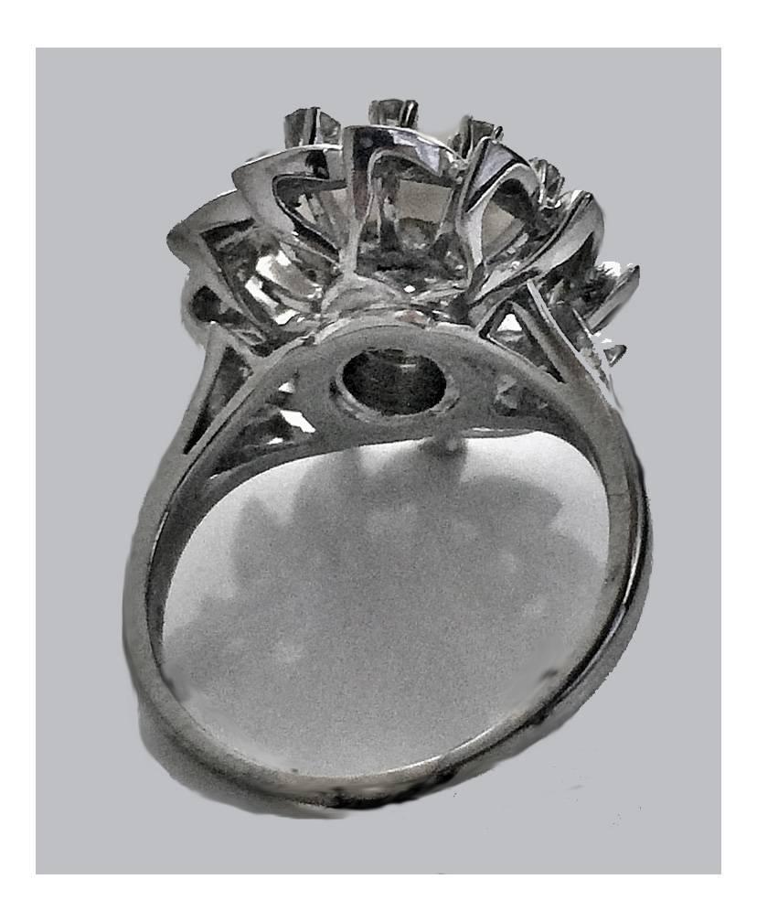 Women's Pearl Diamond Gold Cluster Ring