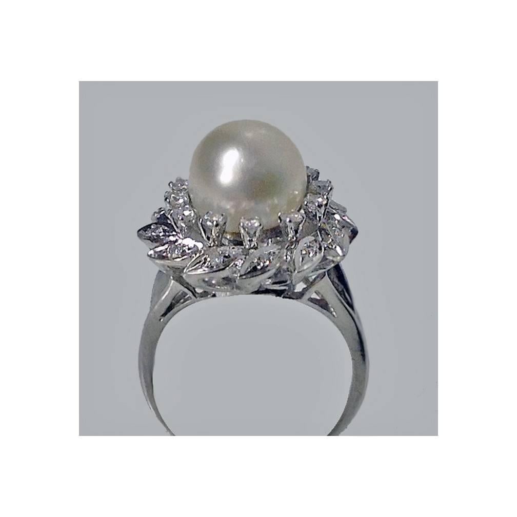 Pearl Diamond Gold Cluster Ring 1