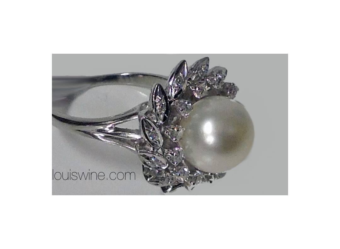 Pearl Diamond Gold Cluster Ring 2