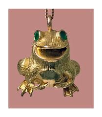 20th Century Emerald Gold Frog Pendant