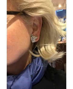 1950s Mid-Century Platinum Diamond Spray Earrings