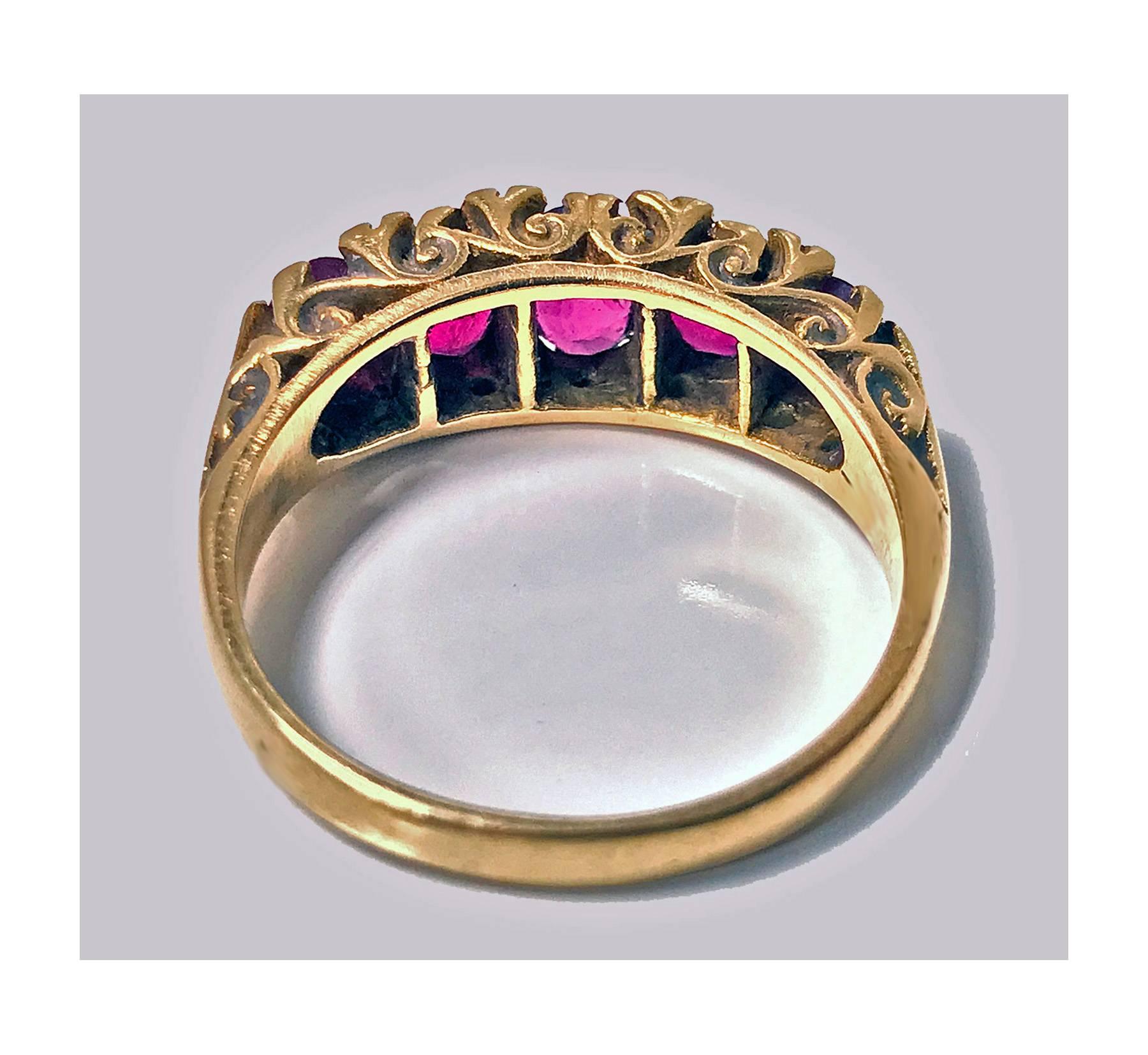 Women's or Men's Antique Ruby and Diamond 18 Karat Ring, circa 1900
