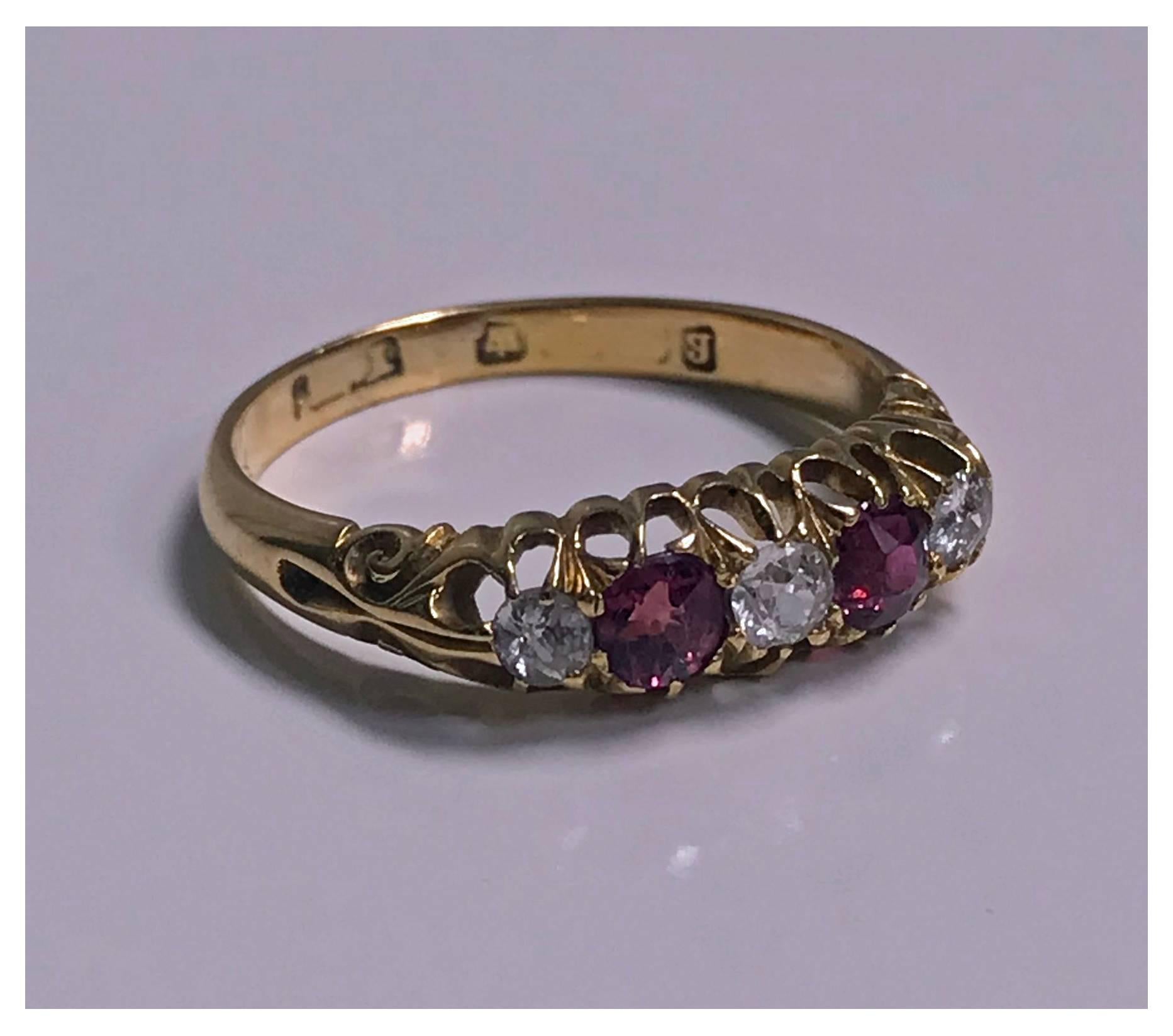 Antique Diamond Ruby Gold Ring In Good Condition In Toronto, ON
