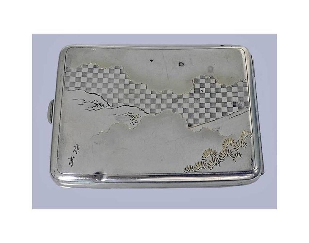 Women's or Men's Fine Japanese 950 Silver Box Case, circa 1920