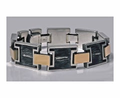 1960s Modernist 18 Karat and Sterling Reversible Handmade Bracelet