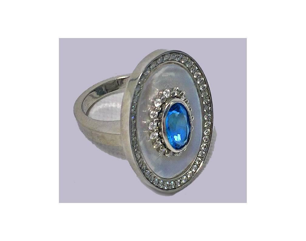 Women's Mother-of-Pearl Topaz Diamond Ring