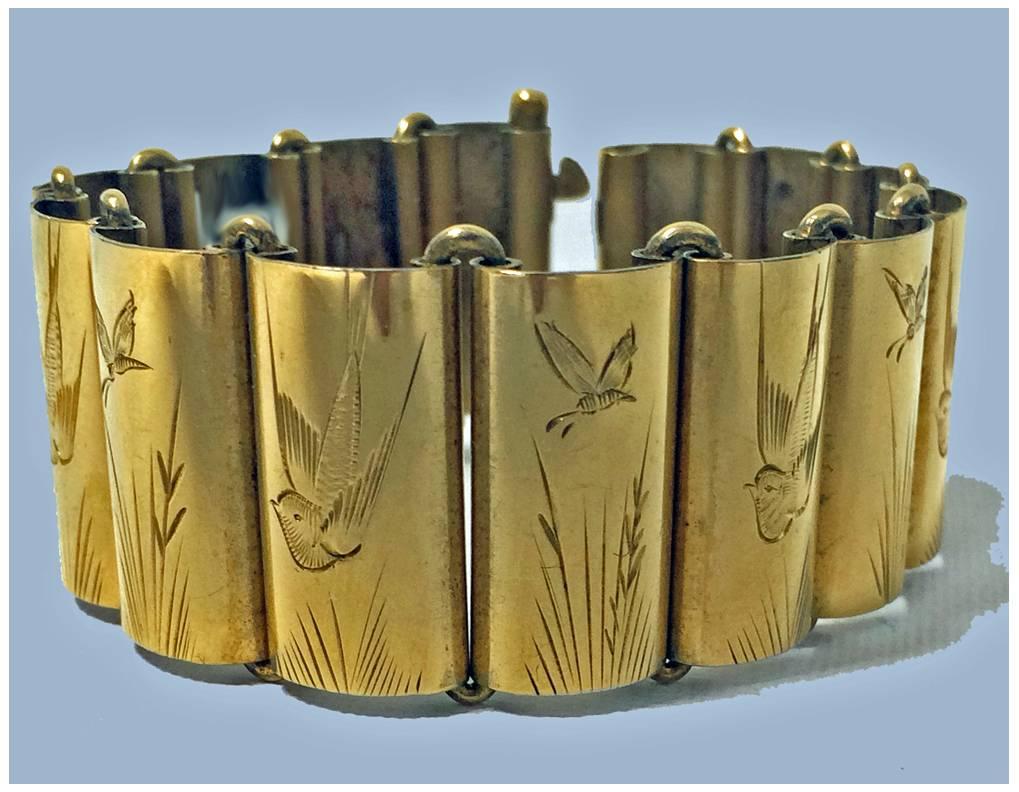 Aesthetic Silver Gilt Bracelet, 19th century In Good Condition In Toronto, ON