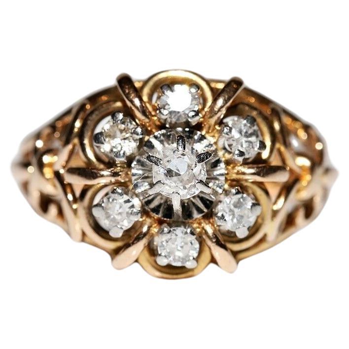 Victorian Circa 1900s 18k Gold Natural Diamond Decorated Ring  For Sale