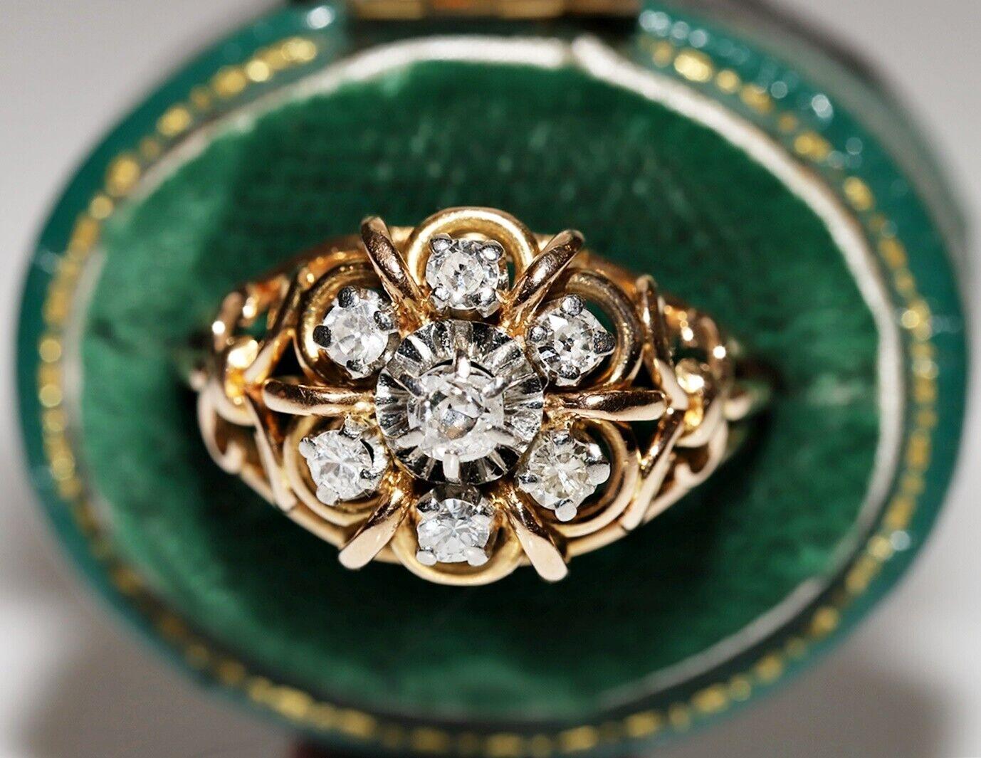 Victorian Circa 1900s 18k Gold Natural Diamond Decorated Ring  For Sale 6
