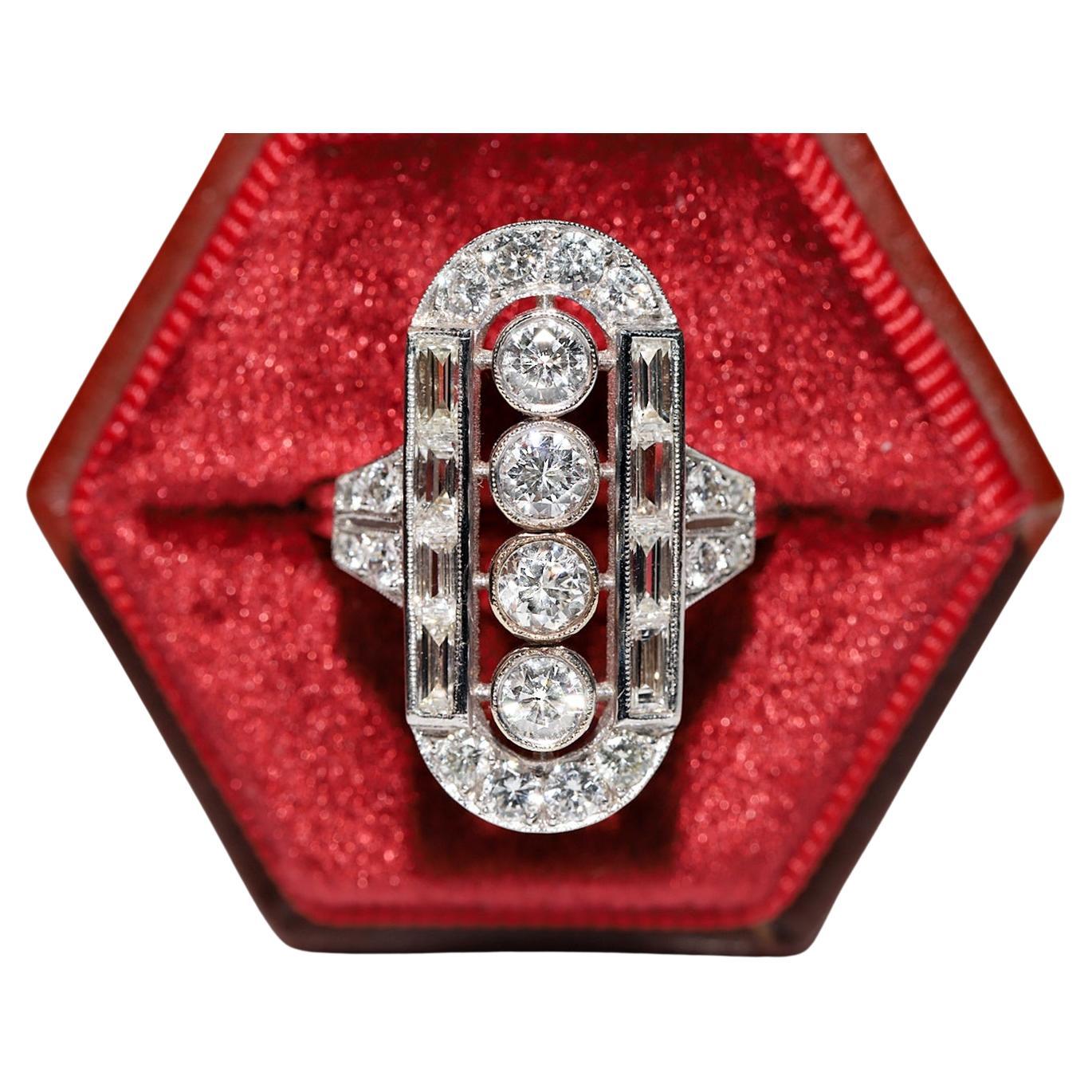 Bague grande navette décorée de diamants naturels en or 18 carats, neuve 