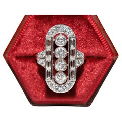 Neu Hergestellter 18k Gold Natürlicher Diamant Dekorierter Navette Großer Diamantring 