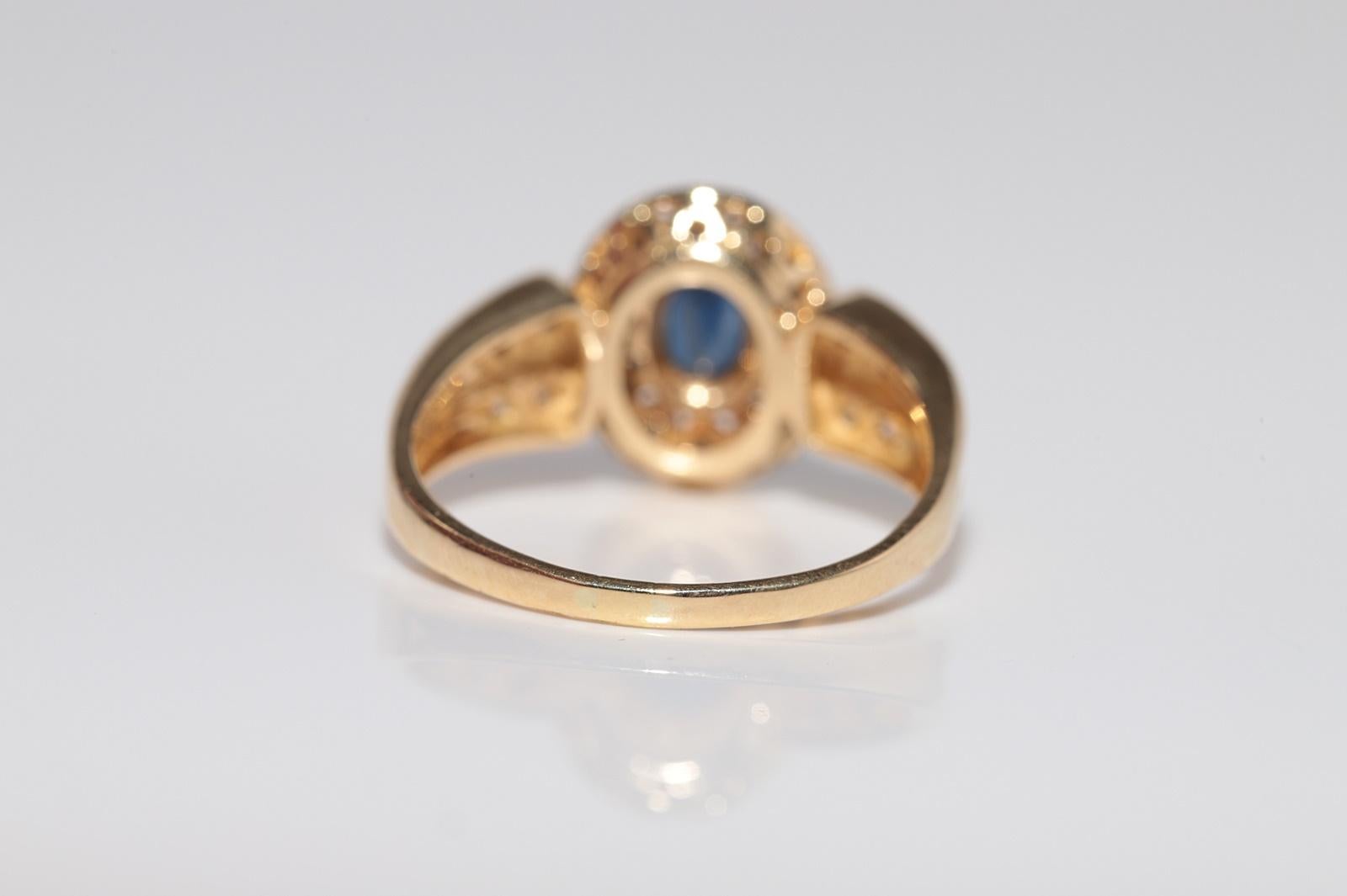Vintage CIRCA 1980s 18k Gold Natürlicher Diamant Ovalschliff Saphir Dekorierter Ring im Angebot 6