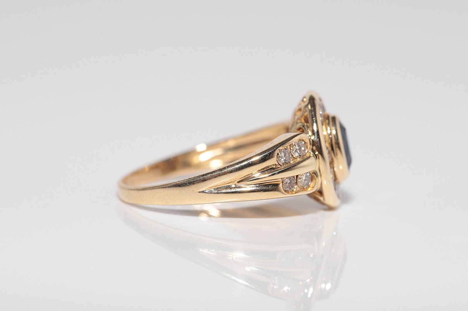 Vintage CIRCA 1980s 18k Gold Natürlicher Diamant Ovalschliff Saphir Dekorierter Ring im Angebot 4