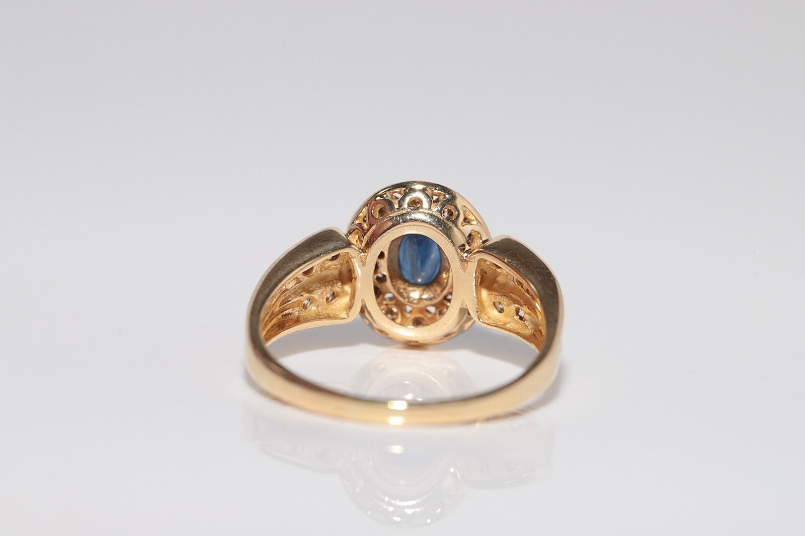 Vintage CIRCA 1980s 18k Gold Natürlicher Diamant Ovalschliff Saphir Dekorierter Ring im Angebot 5