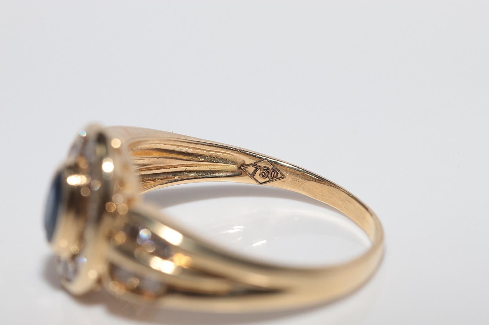 Vintage CIRCA 1980s 18k Gold Natürlicher Diamant Ovalschliff Saphir Dekorierter Ring im Angebot 7