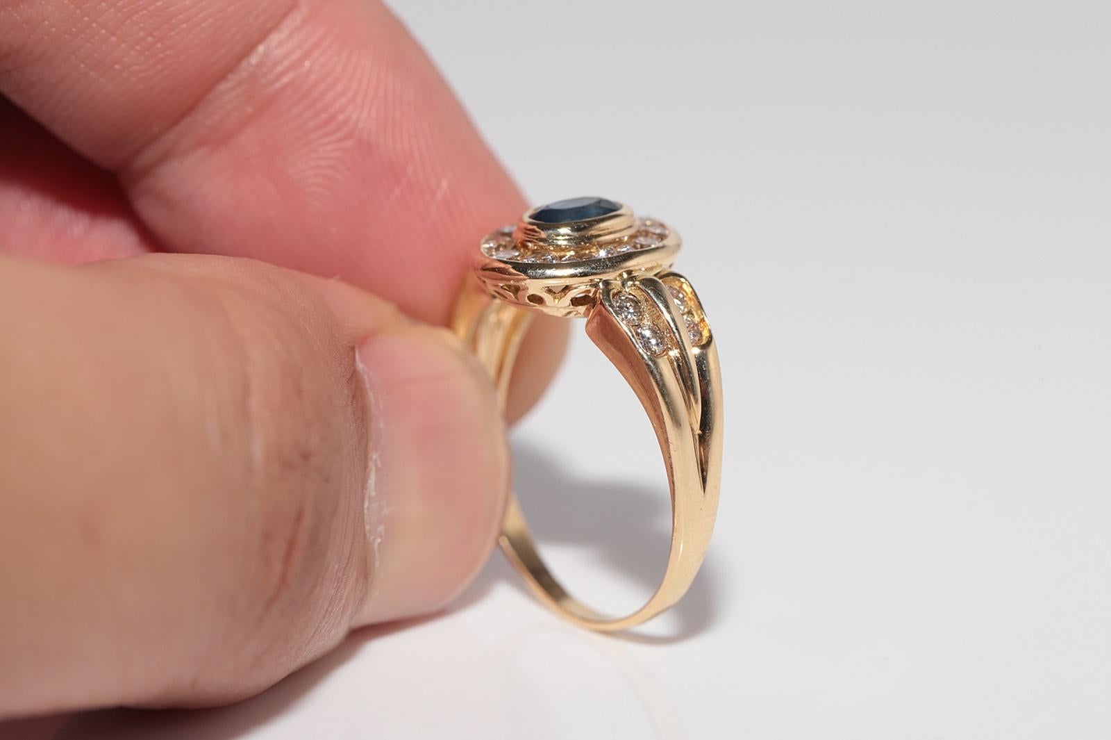 Vintage CIRCA 1980s 18k Gold Natürlicher Diamant Ovalschliff Saphir Dekorierter Ring im Angebot 8