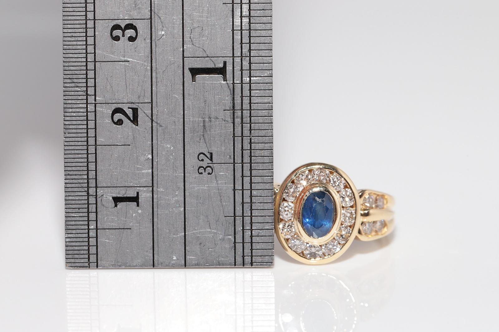 Vintage CIRCA 1980s 18k Gold Natürlicher Diamant Ovalschliff Saphir Dekorierter Ring im Angebot 9