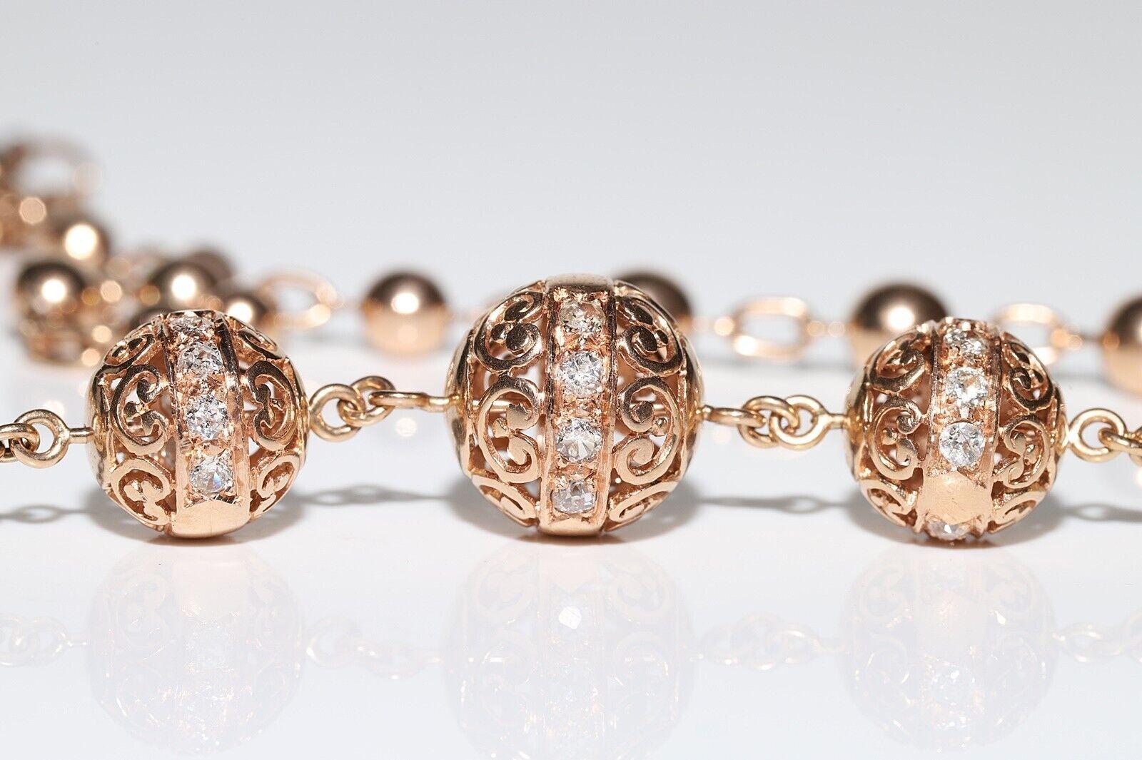 Vintage, circa anni '60  Collana con diamanti naturali in oro 14k In condizioni buone in vendita a Fatih/İstanbul, 34