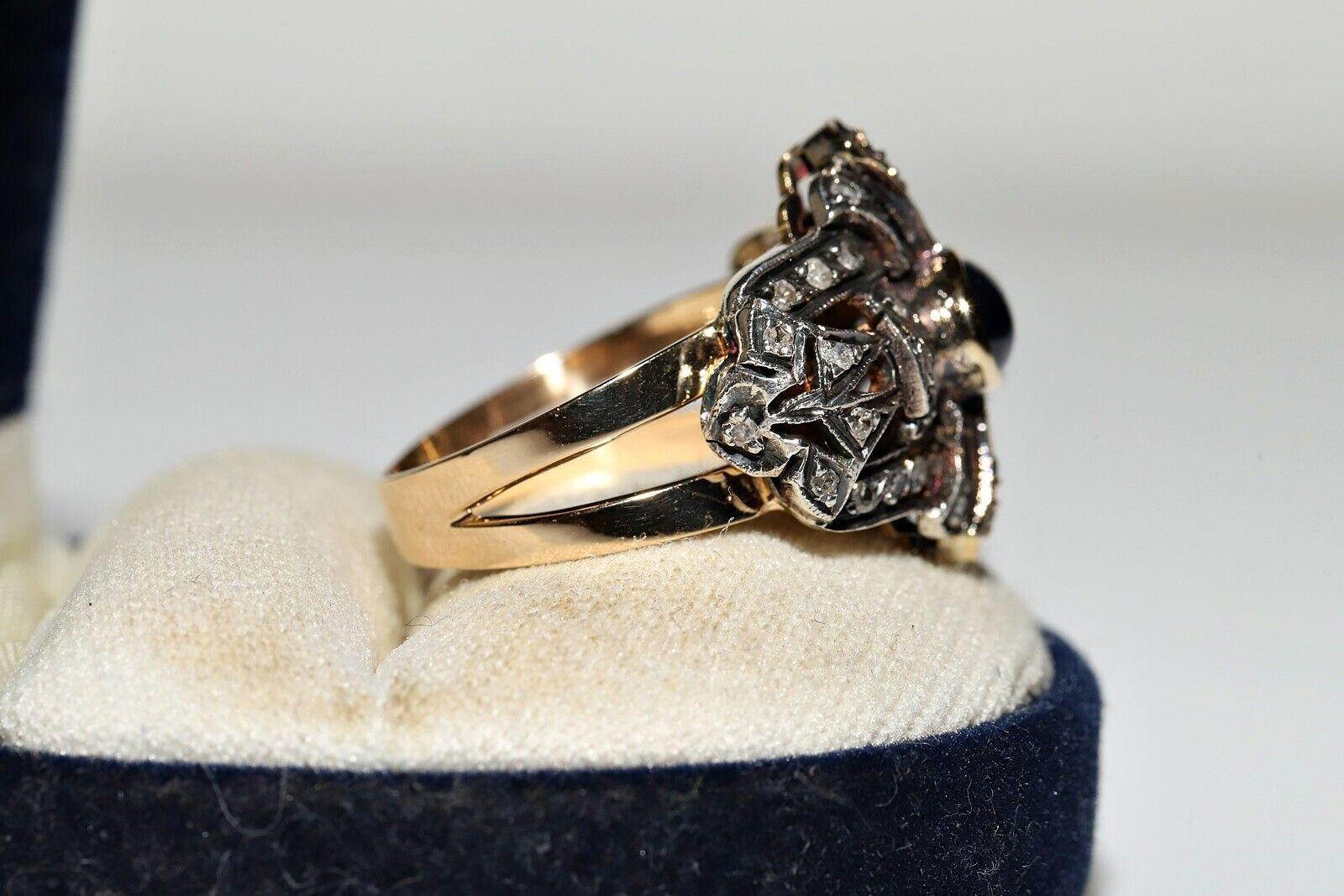 Tardo vittoriano Antico anello decorato con diamanti naturali e zaffiri in oro 18 ct. del 1900 CIRCA in vendita