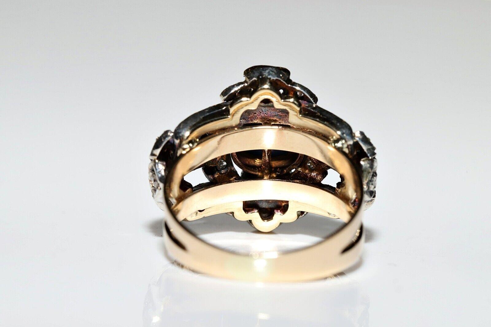 Donna Antico anello decorato con diamanti naturali e zaffiri in oro 18 ct. del 1900 CIRCA in vendita