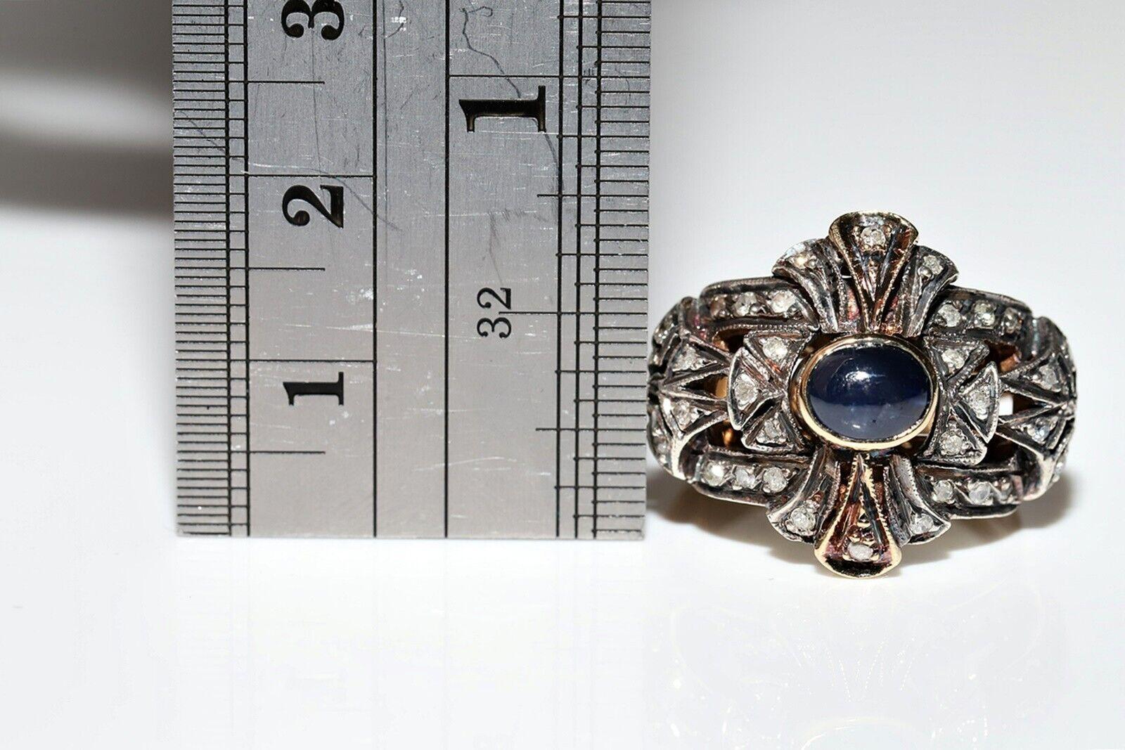 Antico anello decorato con diamanti naturali e zaffiri in oro 18 ct. del 1900 CIRCA in vendita 1