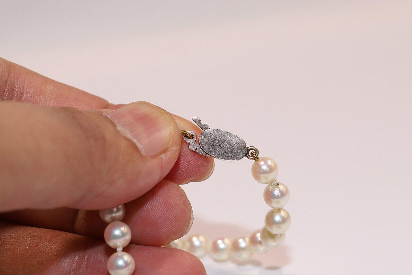 Collana con diamanti naturali e perle in oro 14k, CIRCA 1960 in vendita 4