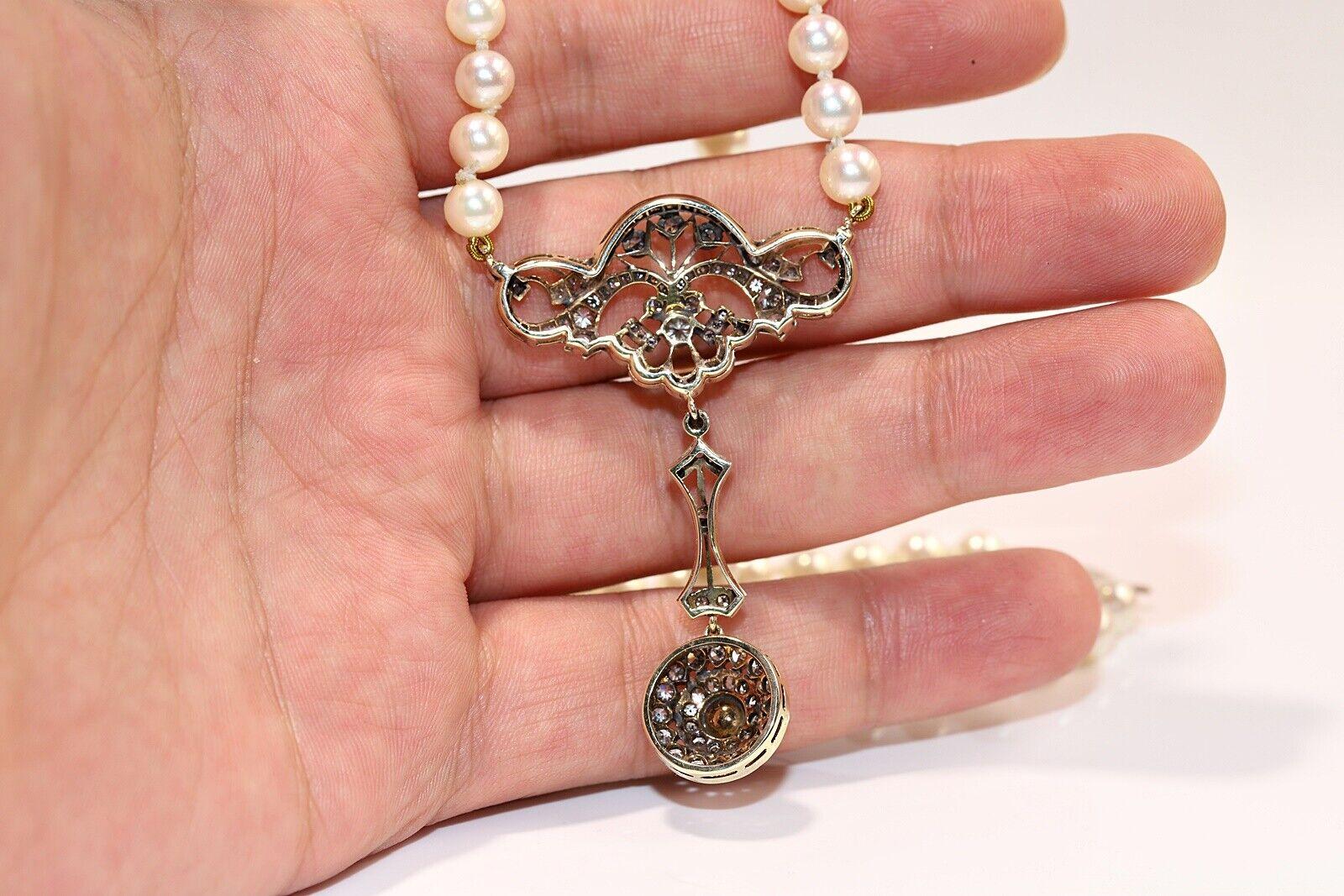 Collana con diamanti naturali e perle in oro 14k, CIRCA 1960 in vendita 6