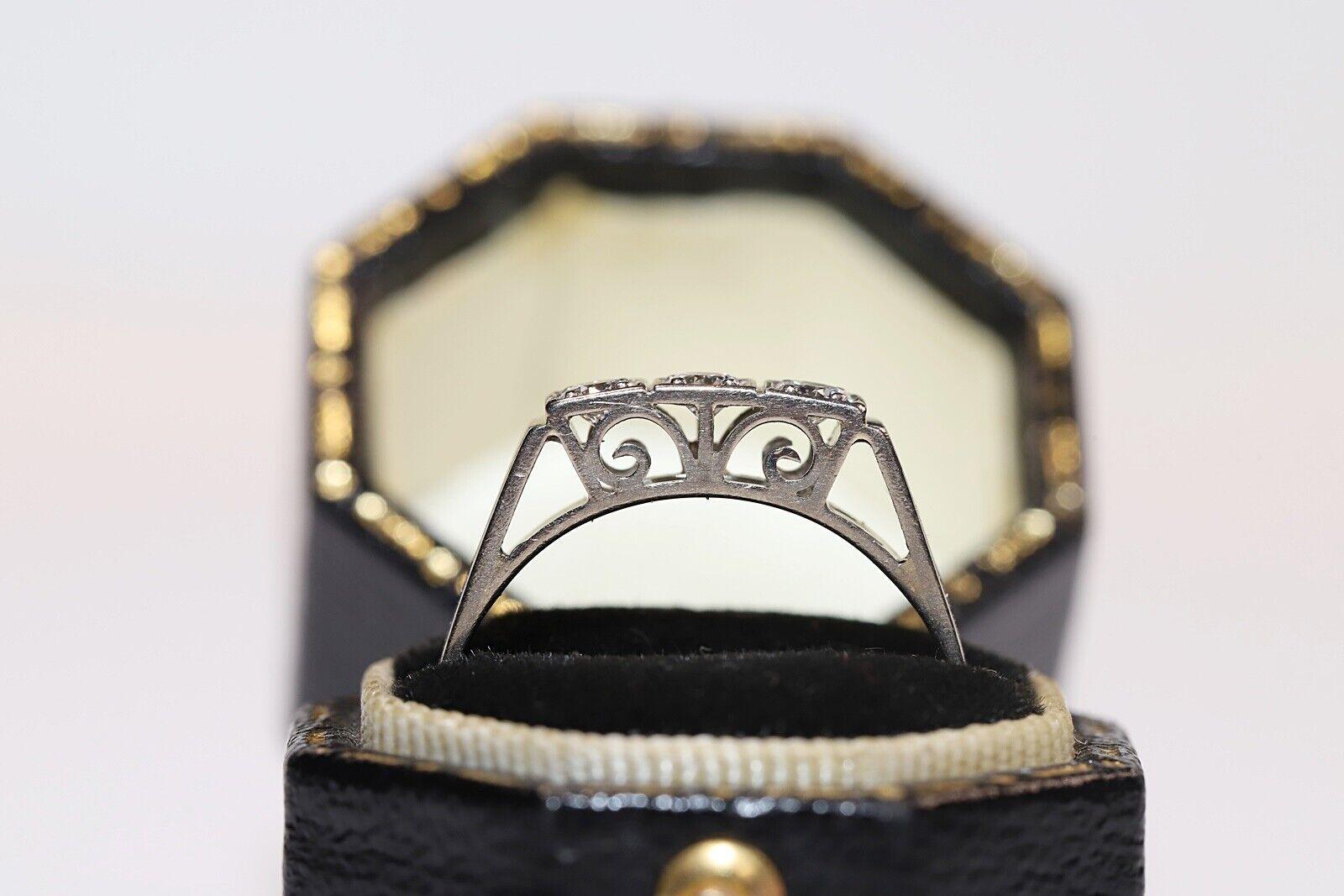 Anello antico CIRCA 1920 in oro 18 carati con diamanti naturali decorati in vendita 7