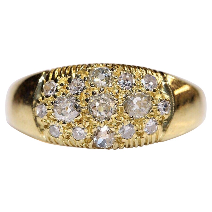Anello decorato con diamanti naturali taglio vecchio in oro 18 carati, CIRCA 1980