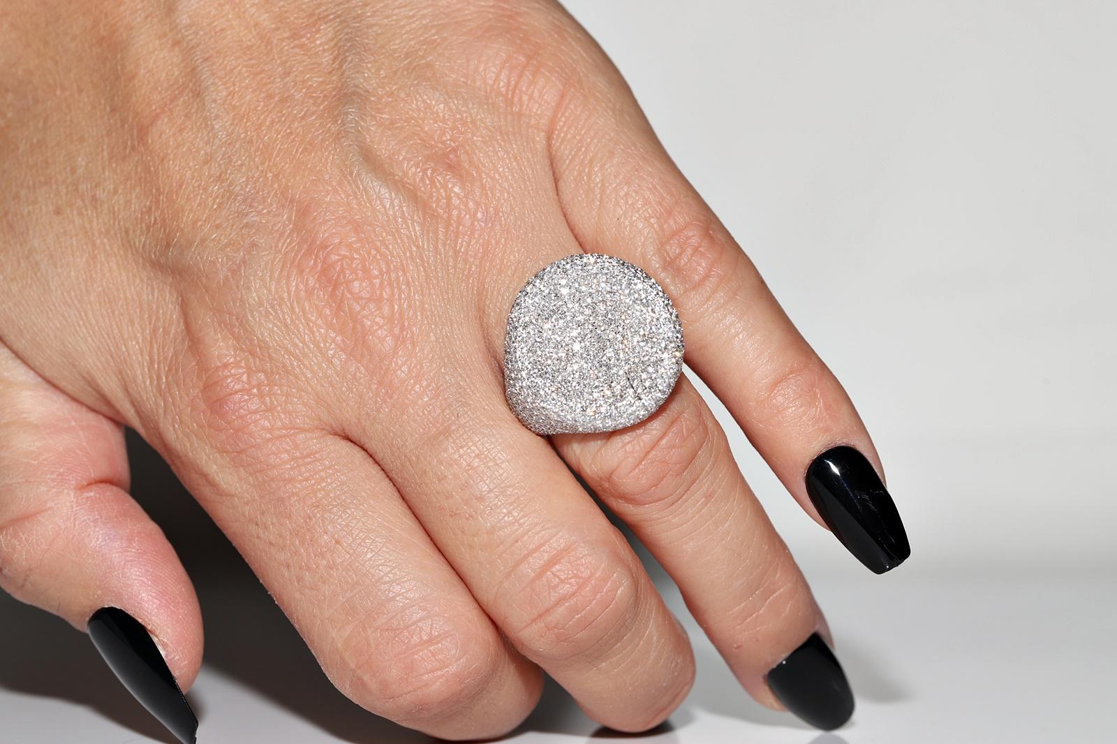 18 Karat Weißgold Natürlicher Diamant Dekorierter starker Ring mit Diamanten (Brillantschliff) im Angebot