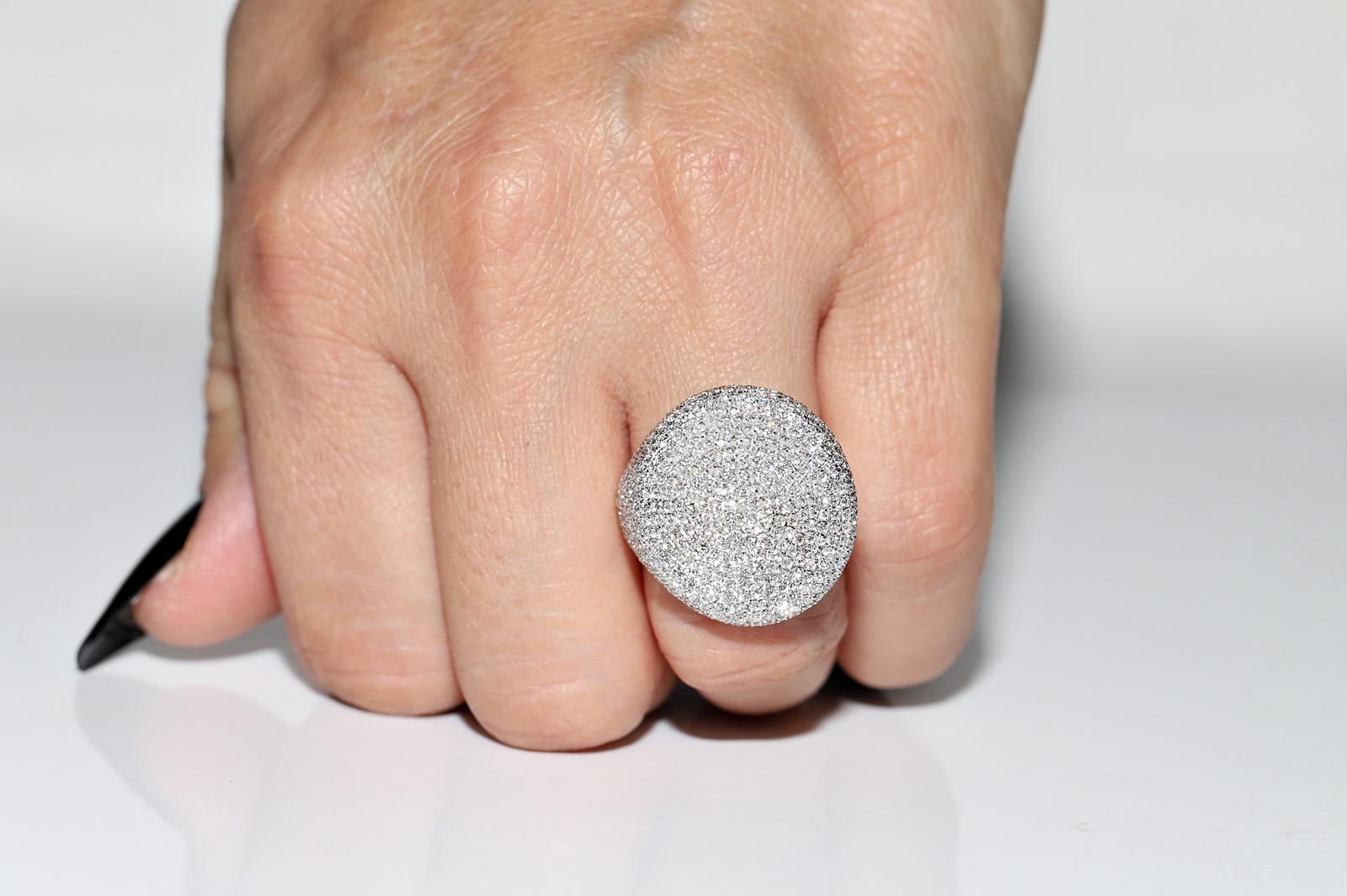 18 Karat Weißgold Natürlicher Diamant Dekorierter starker Ring mit Diamanten Damen im Angebot