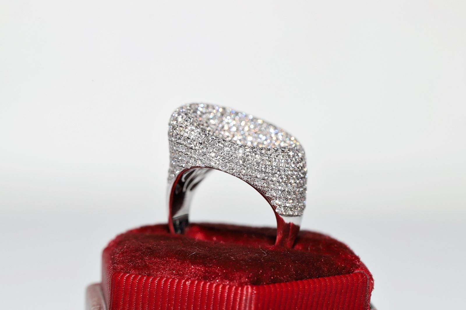 18 Karat Weißgold Natürlicher Diamant Dekorierter starker Ring mit Diamanten im Angebot 1