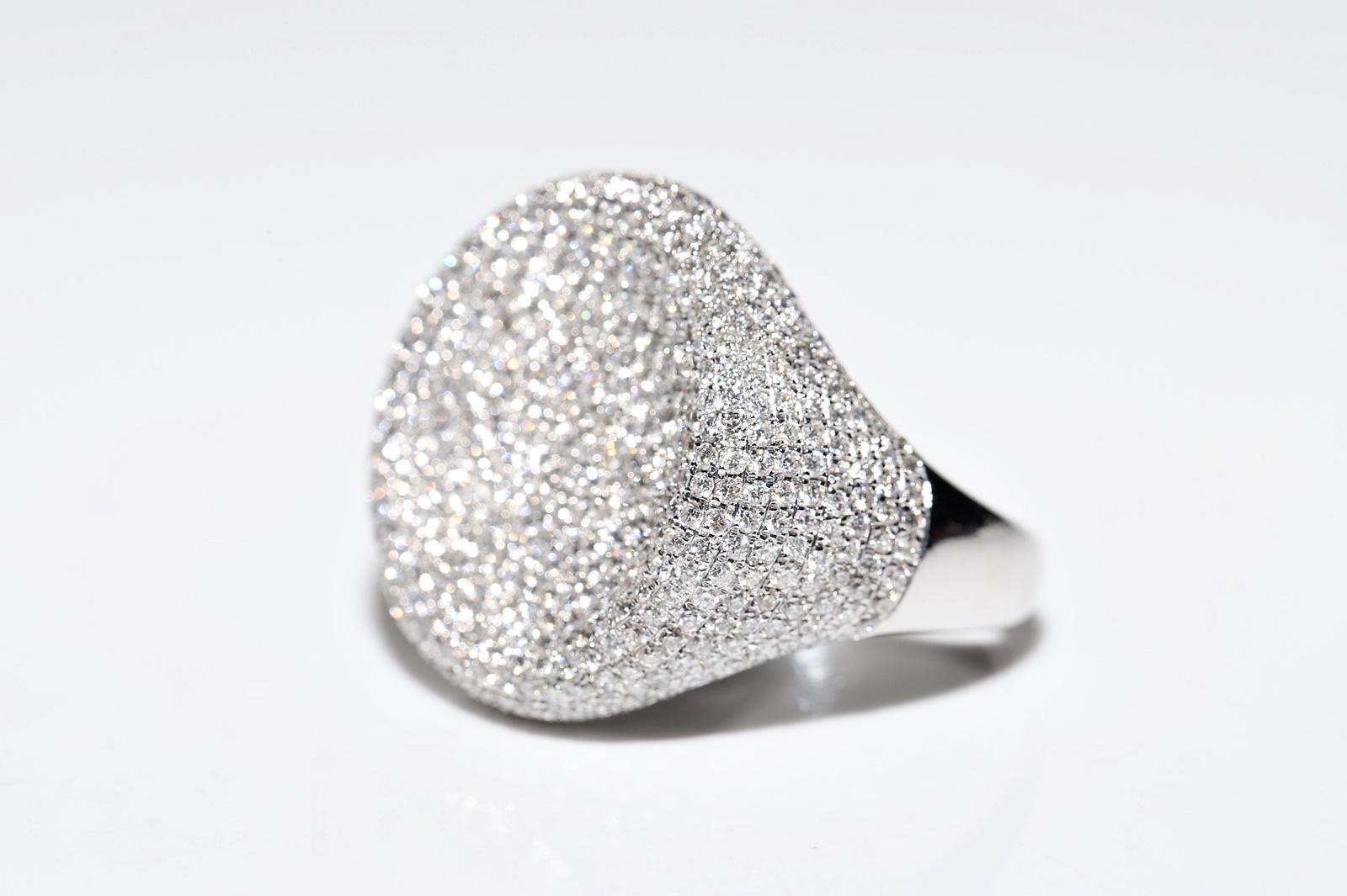 18 Karat Weißgold Natürlicher Diamant Dekorierter starker Ring mit Diamanten im Angebot 3