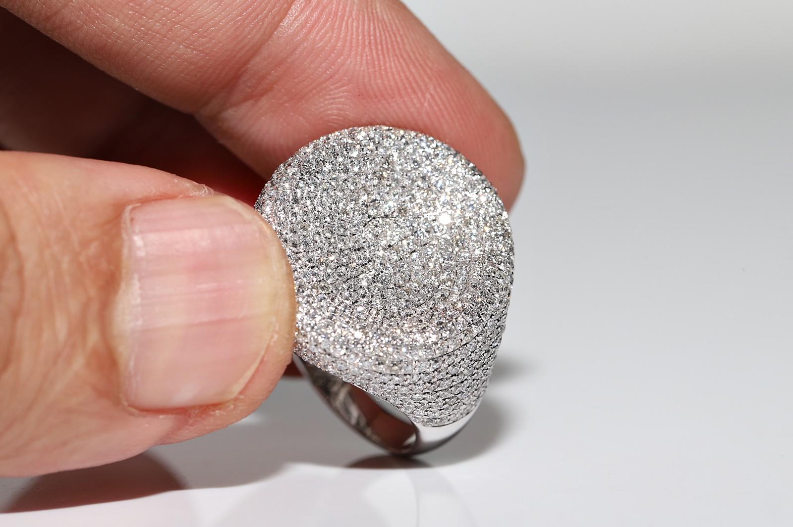 18 Karat Weißgold Natürlicher Diamant Dekorierter starker Ring mit Diamanten im Angebot 5