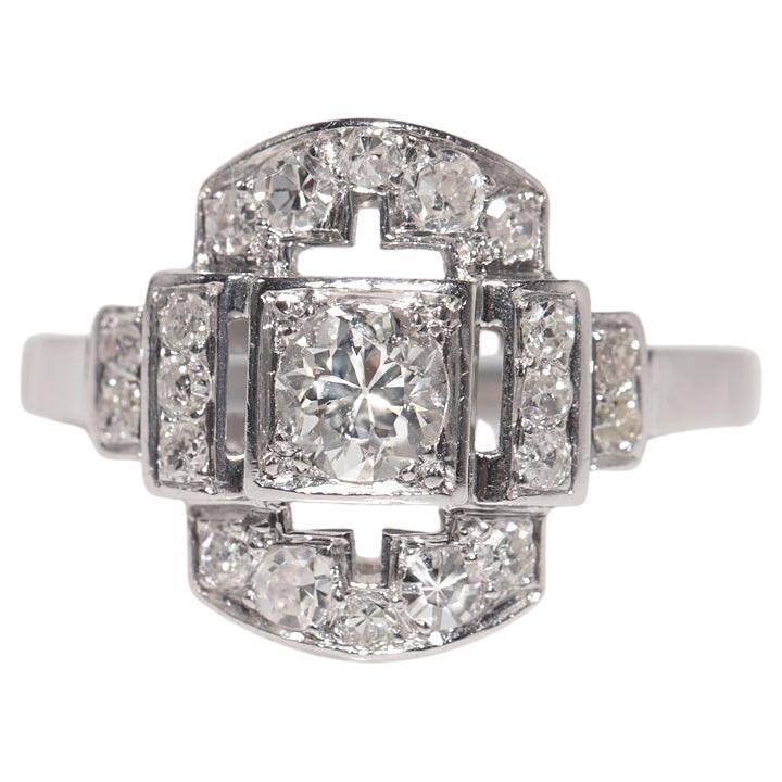 Antiker Art-Déco-Ring aus Platin mit natürlichem Diamanten, ca. 1930er Jahre